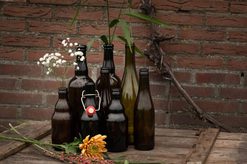 Bierflesjes, vaasjes Vintage
